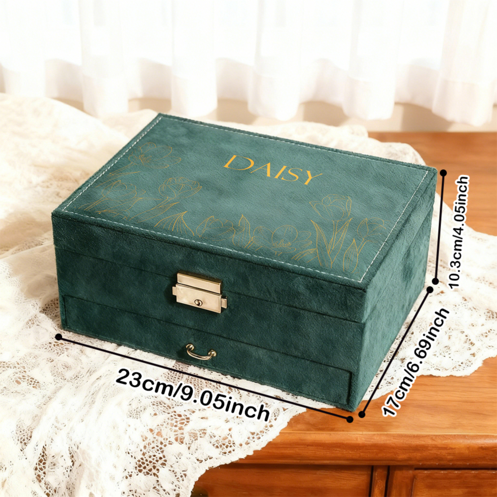 Custom Jewelry Box, Velvet Organizer, Multi-Layer Storage Case